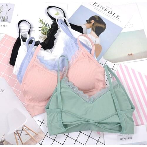 Women Crop Top Lace Bra Tube Top Sexy Lingerie Female Bandeau Top Sexy Seamless Underwear Padded Push Up Bralette Wrapped Chest