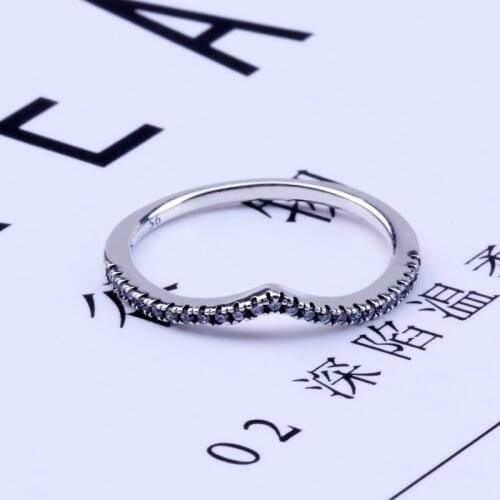 New 2019 Fashion Silver Color Rose Sparkling Wishbone Ring Pan Rings For Women Wedding Engagement Rings DropShipping