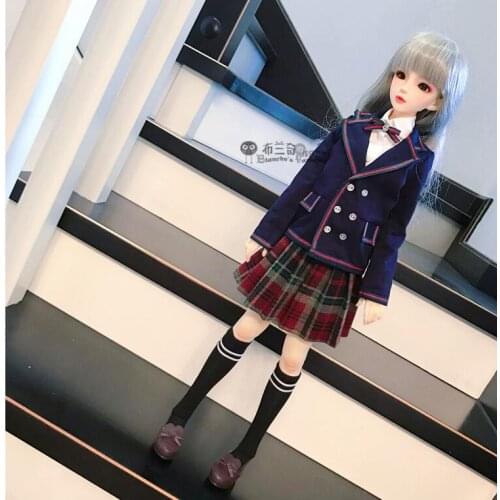 1/3 DD 1/4 MSD BJD doll coat skirts doll accessories Student Japanese European School Uniform Blue Blazer Set