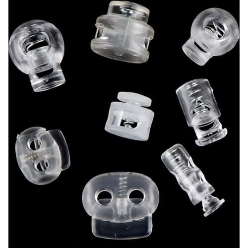 10pcs DIY Transparent Clear Cord Lock Plastic Stopper Cord Ends Toggles Clip Buckle Frost Shoelace Sportswear