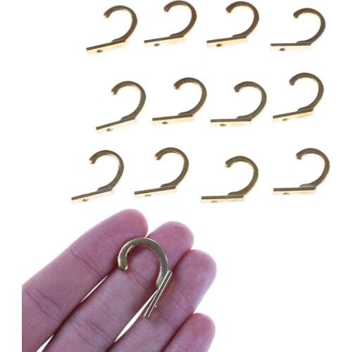 10PCS/LOT Durable Small Antique Hooks Wall Hanger Curved Buckle Horn Lock Clasp Hook Gold Color