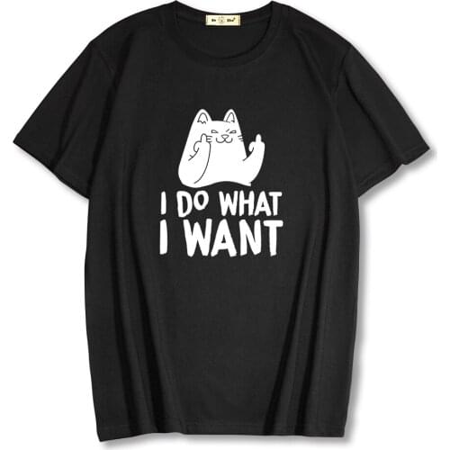 100% Cotton T shirt For Men 2021 Summer I Do What I Want Cat Printing Men Clothing Casual Short Sleeve T-shirt High Quality Tops
