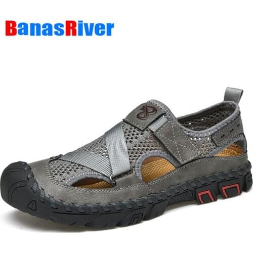 2021 New Summer Soft Leather Outdoor Sport Lightweight Mens Shoes Sandals Male Casual Water Walking Beach Sandalias Big Size