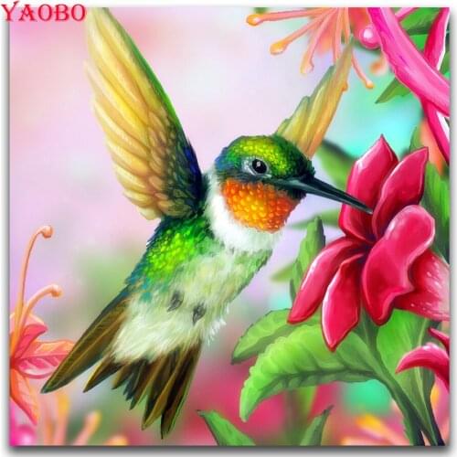 5D DIY Diamond Painting Animal Hummingbird flowers Cross Stitch Full Square Round Mosaic Rhinestones Embroidery Home Decor Gift