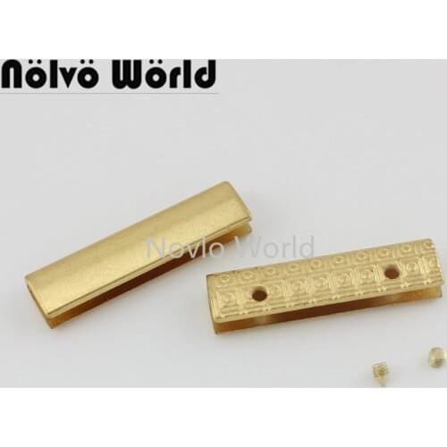 6 pieces, 38mm 1.5" Satin Gold color purse strap end cap in screws,purse wallet bag flap 3.8cm ornament metal caps