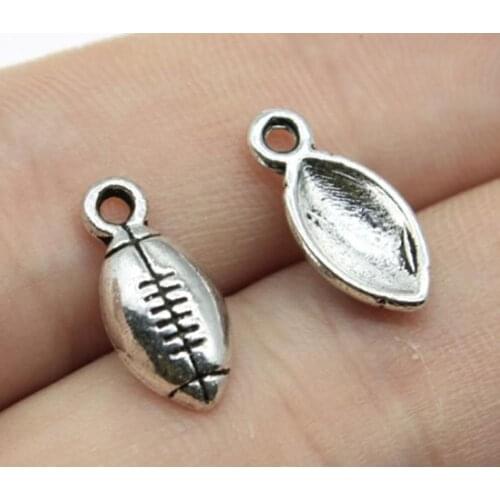 80pcs/lot--7x15mm, Antique silver plated Football charms,DIY supplies, Jewelry accessories