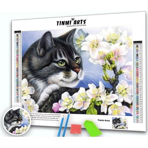 5D Diamond Embroidery Animal Cat Diamond Painting Full Round Drill Embroidery Cross Stitch Flowers Rhinestone Pictures