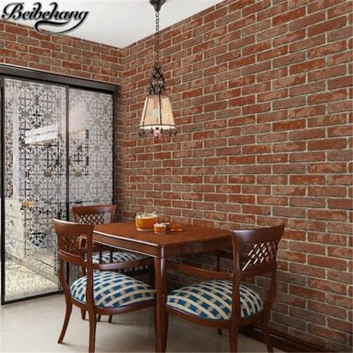 Beibehang papapel de parede Antique Wallpaper Personality Retro Brick Wallpaper 3D Brick Red Tile Restaurant Shop Wallpaper