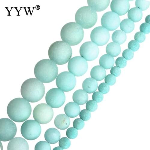 Wholesale Natural Stone Amazonite Frosted Beads Round Loose Beads 6mm 8mm 10mm 12mm For Jewelry Making Necklace DIY Bracelet