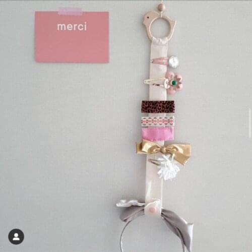 INS Cartoon Animals Wooden Baby Hair Clips Holder Nordic Kids Girls Hairpin Storage Belt Organizer Strip Wall Hanging Ornaments
