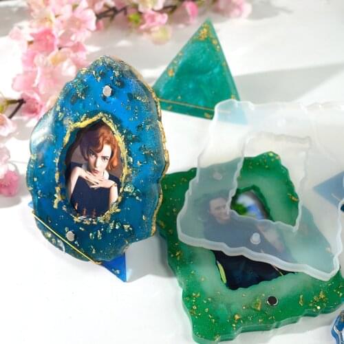 DM061 12pcs Set Irregular Round Rectangle Photo Frame Resin Mold Silicone For Transparent Epoxy Resin Craft