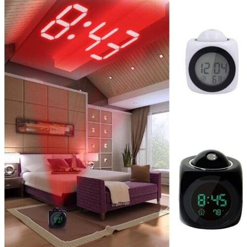 Home Projection Alarm Clock Big Display Time, Date and Temperature Projector Digital Color Backlight Home Clock Timer