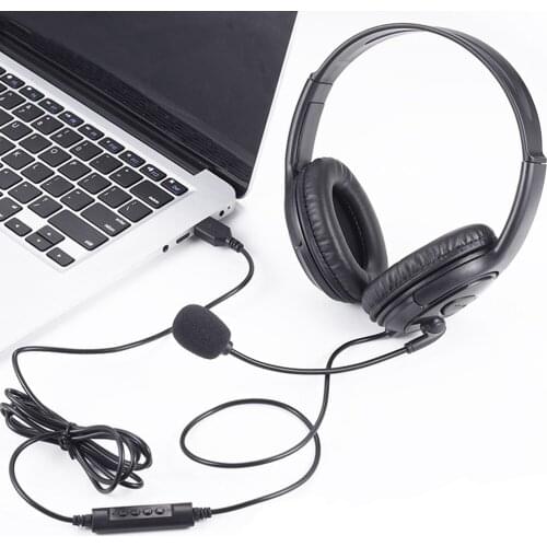FOSITAN Call Center USB Headset Telephone Computer Headphone With Microphone Business Wired Headphones For Computer Laptop PC