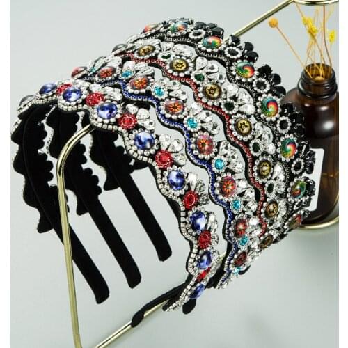 Hot Selling Luxury Rhinestone Crystal Headband Baroque Handmade Bling Diamond Hairband Women Party Elegant Hair Accessories