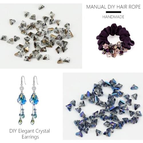 All size faceted Triangle beads Austria glass beads crystal beads Loose Spacer beads for Jewelry making DIY