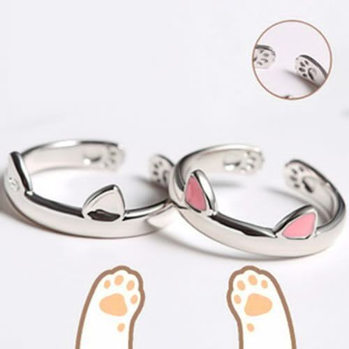 Cat Ear Coated Design Cute Fashion Jewelry Animals Ring For Women and Girls Gifts Adjustable Charm Ring Jewelry Accessoires