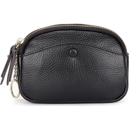 Top Leather Double Zipper Zero Purses Fashionable Multi-Functional Pocket Korean Womens Cltch Bag Coin Pouch Novelty Wallet