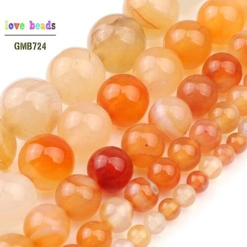 Smooth Orange Red Carnelian Round Beads For Jewelry Making 4 6 8 10 12 14mm Pick Size 15.5" Wholesale