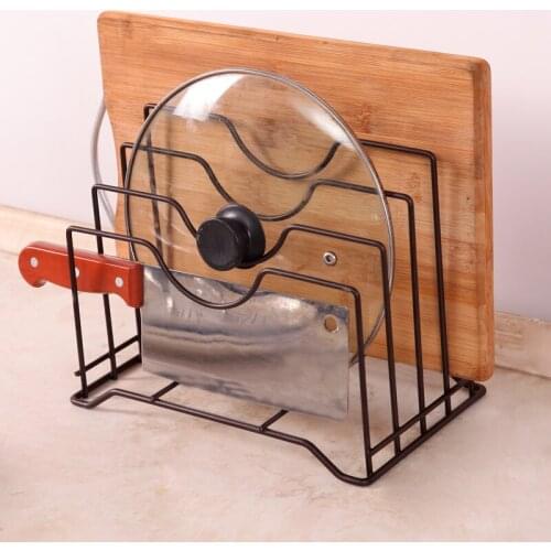 Kitchen Shelf Pan Rack Cutting Board Holder Storage Pot Lid Organizer Stands Tapas Cover Stand Stainless Steel Dish Kitchen Rack