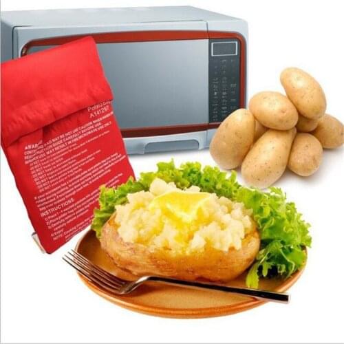 1Pcs Red Washable Cooker Bag Microwave Baking Potatoes Bag Rice Pocket Cooking Tools Easy To Cook Kitchen Gadgets Baking Tool