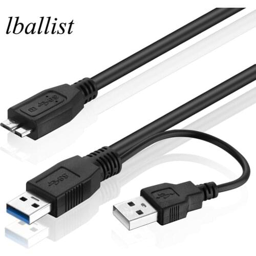 Lballist USB 3.0 Type A Male to Micro USB 3.0 With USB Power Supply Data Cable For HDD