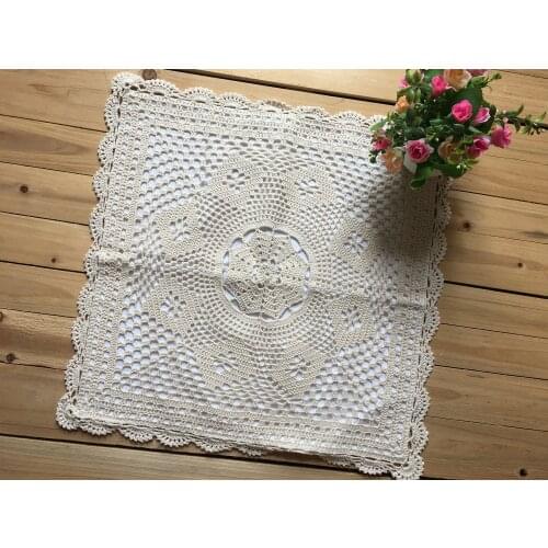 MINDPLUS 100% Cotton HandMade Crochet Cushion Cover Pillow Cover Pillowcase 45x45cm HD133