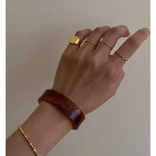 Minimalist Retro Gold Color Beaded Charm Bracelets for Women Korean Metal Alloy Beads Bracelet Statement French Jewelry Gift