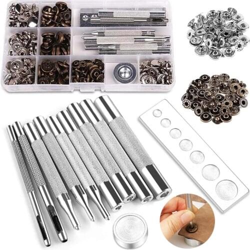 LMDZ Leather Snap Fasteners Kit,Metal Snaps with Setting Tools for Leather, 2 Color Clothing Snaps Kit for Clothing, Leather