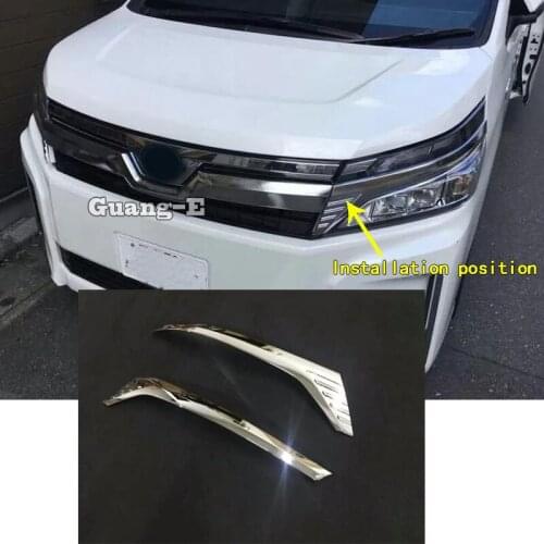 Car Sticker Body Head Front Eyebrow/Trim Light Lamp Frame Cover 2pcs For Toyota Noah Voxy 80 Series 2014 2015 2016 2017 2018