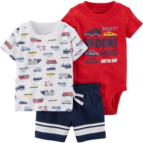 2018 New Baby Clothes Set Cotton 3Pcs/Set T shirt BabyBoys T shirt/Childrens T-Shirts/Baby Tops Tee+Baby Bodysuit+Baby Short