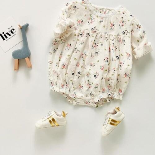 2021 Autumn New Baby Girl Long Sleeve Bodysuit Cotton Comfortable Floral Jumpsuit For Girls Clothes Infant Toddler Onesie