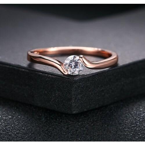 Simple Style Wedding Ring For Women AAA+ Cubic Zirconia Rose White Gold Color Austrian Crystal Gift Fashion Jewelry R239 R422