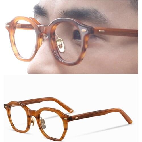 Glasses 2020 blue light Acetate Leisure Glasses Frame Men Vintage Round prescription eyewear Myopia optical eyeglass frames