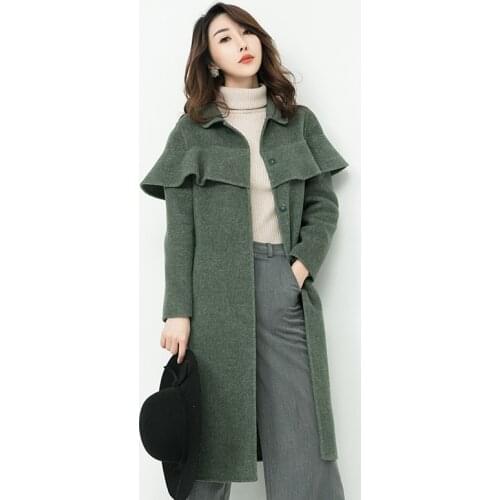Wool blend coat women cashmere winter female long luxury coats woman winter 2018 female ladies womens blend coat AA4313