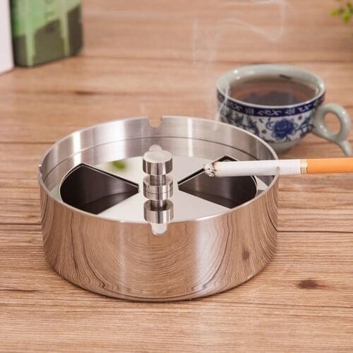 Ash Tray Home Stainless Steel Round Ashtray Vehicle Ash Tray Windproof Ashtray Space-saving Smoking Tray Set Home Decor Creative