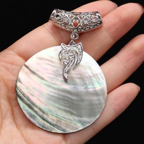 Natural Stone Shell Pendant Exquisite Round Charms For Jewelry Making Charms DIY Necklace Accessory