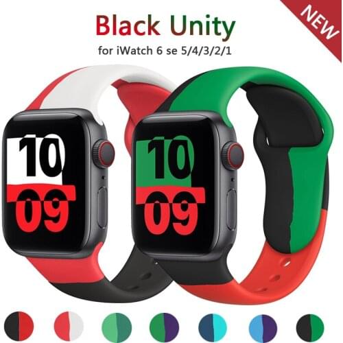 Strap For Apple Watch band 6 se 44mm 40mm 38mm 42mm Black Unity smartwatch belt Sport Silicone bracelet for iWatch series 3 4 5