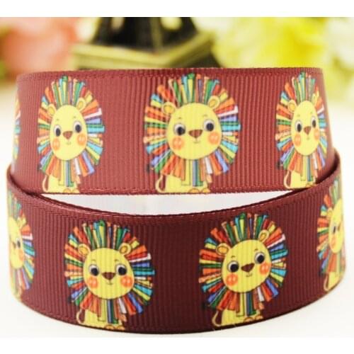 22mm 25mm 38mm 75mm Lion Cartoon printed Grosgrain Ribbon party decoration 10 Yards X-04494