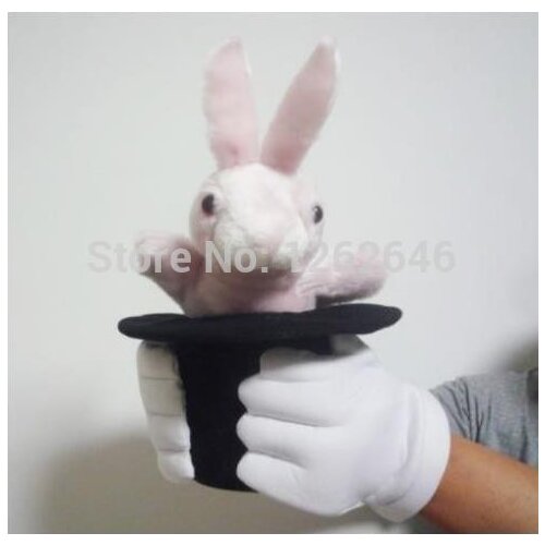 Deluxe Rabbit In The Hat Puppet - Stage Magic Tricks Magician Illusions Gimmick Props Comedy Toy for Kids Cute Little Bunny