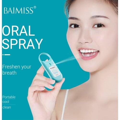 BAIMISS Oral Spray Natural Herbal Mouth Freshener Sorbitol Xylitol Glycerin Menthol Ulcers Toothache Bad Breath Treatment