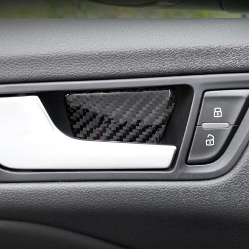 Carbon Fiber Inner Door Bowl Sequins Decals Decoration Cover Trim 4Pcs For Audi A4 B8 2009-2016 Car Interior Accessories