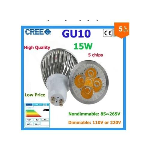 High power CREE Led Lamp 9W 12W 15W Dimmable GU10 Led spot Light Spotlight led bulb Cold warm white Free shipping
