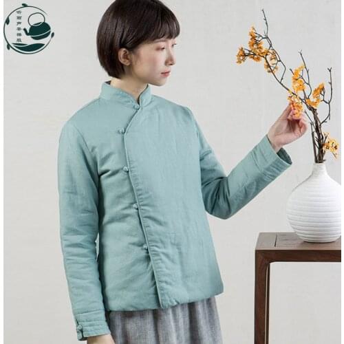 Women Chinese Style Qipao Hanfu Tops Traditional Oriental Clothing Cotton Linen Zen Tea Coats Cardigan Jackets Retro Tang Suit