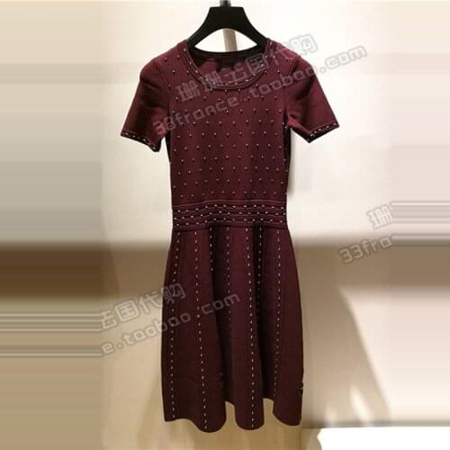 Patads France s family autumn and winter lady pearl knitted dress Montaigne r2825h 2 colors