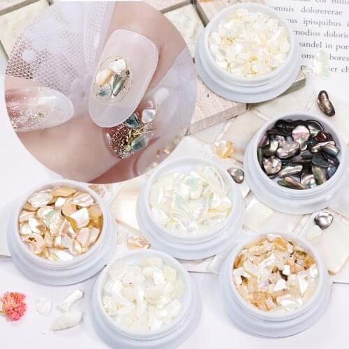 1 Box 3D Irregular Natural Shell Stones Flakes Charms Crushed Slices Colorful Nail Art Decorations Manicure Accessories
