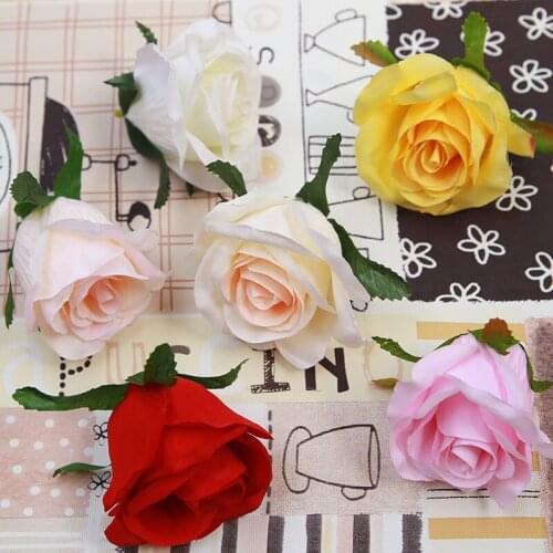 10pcs Artificial Rose Flower Head 9cm Silk Fake Rose Floral Party Wedding Supplies Wall DIY Decoration Scrapbooking Craft Wreath