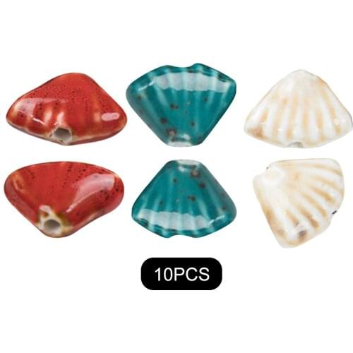 10pcs Shell Shape Pendants Necklace Ceramic Beads Bracelet Making DIY Handmade Spacer Bead 23x18mm