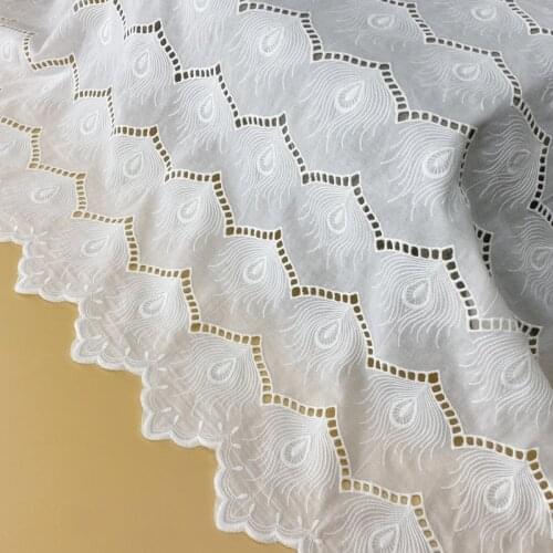 100%Cotton Cloth Double Side Full Rose Hollow-out Embroidered Lace Fabric Handmade DIY Clothes Accessories Width 135cm 1Yard