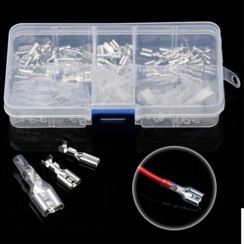 120pcs 2.8mm/4.8mm/6.3mm Female/Male Spade Terminals Connectors Crimp Terminals With Insulating Sleeve Set