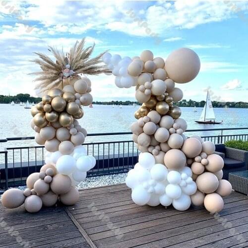176pcs Doubled Apricot Balloons Garland DIY Wedding Decoration Chrome Gold Matte White Balloon Arch Party Baby Shower Decor